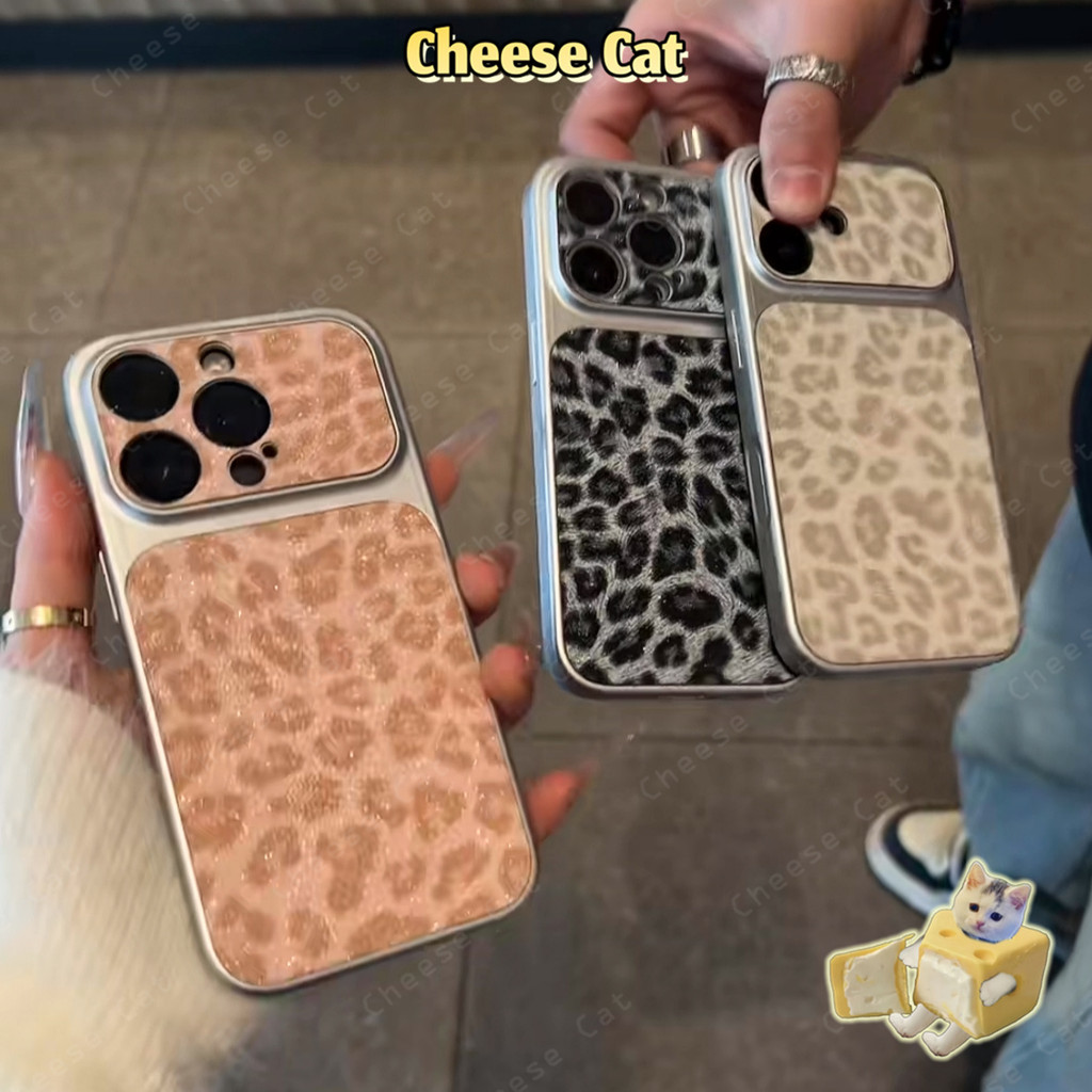 Ốp điện thoại iPhone họa tiết da báo màu hồng lấp lánh cho iPhone 17 16 15 12 11 14 13 Pro Max XR Xs Max Vỏ bảo vệ bằng