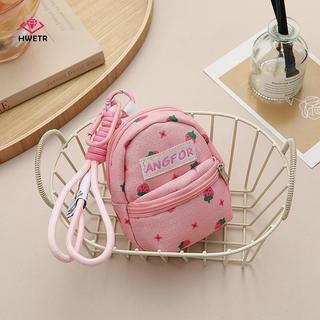 HWETR Dâu In Bapa Túi Đựng Tiền Xu Dễ Thương Ngọt Ngào Đổi Tiền Ví Có Móc Khóa Tai Nghe Di Động Túi Bảo Quản Ví