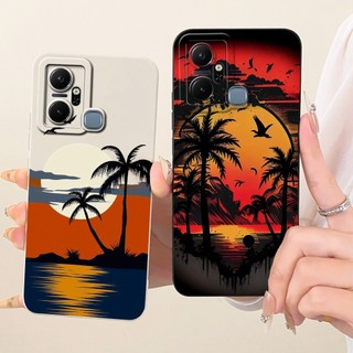 Dành Cho Infinix Smart 6 Plus (Ấn Độ) Vỏ Bảo Vệ Ống Kính Smart6 Plus X6823C X6823 Thời Trang Dusk Tranh Bãi Biển Vỏ Điện Thoại Silicon Mềm