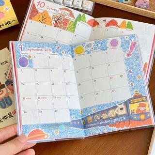 RISEDOT 2026 Planner, Sách chương trình nghị sự trang bên trong màu sắc Coco Girl, Quà tặng DIY với lịch Hẹn Sách Đồ dùng học tập