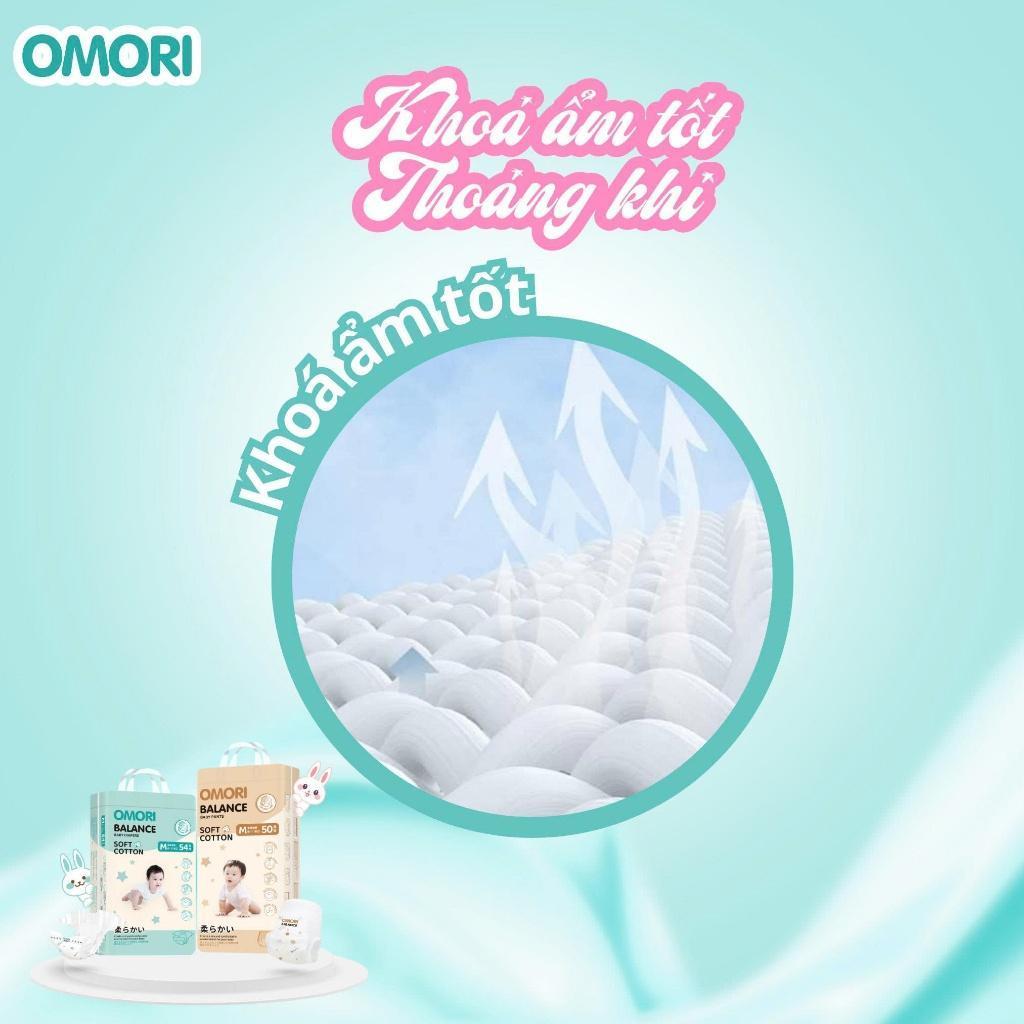 Combo 6 Bịch Tã/Bỉm Dán, Quần OMORI BALANCE Mỏng Nhẹ Thấm Hút size M50/L46/XL42/XXL40/XXXL3 Cho Bé Từ 6 - 20kg