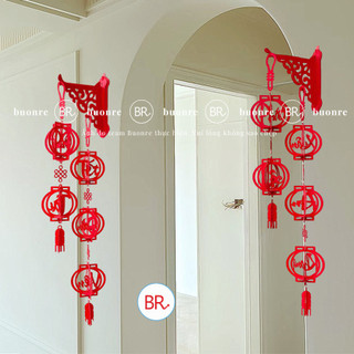 [Trang Trí Tết 2026]Combo 2 Khánh Đèn Lông Treo Tường Ép Nhung 5 Quả Dán Tường Kèm Giá Đỡ Decor Nhà Cửa, Quán Cafe ANGI