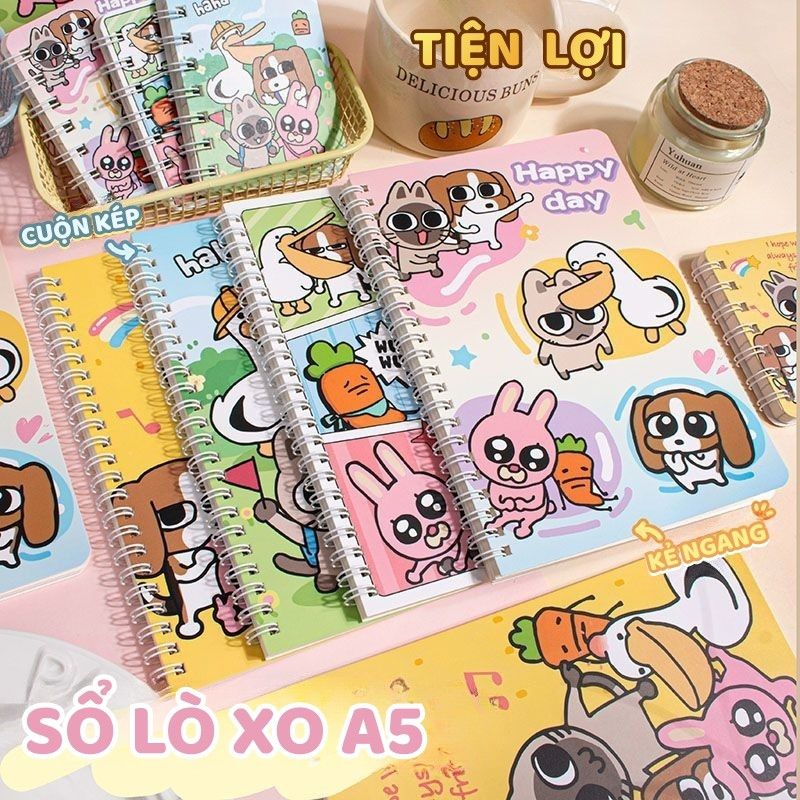 Sổ A5 Lò Xo Hoạt Hình 60 Trang – Sổ Tay Cute Dành Cho Học Sinh, Ghi Chép Mọi Lúc