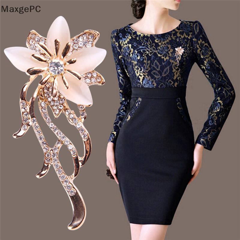 Cod Opal Hoa Trâm Rhinestone Pha Lê Trâm Pin Đám Cưới Đảng Phụ Nữ Đồ Trang Sức Mới