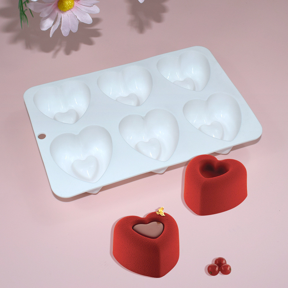 Ngày Lễ Tình Nhân Tình Yêu Nhẫn Kim Cương Mousse Khuôn Bánh Sô Cô La Khuôn Silicon DIY Trang Trí Trái Tim Dụng Cụ Nướng Bánh