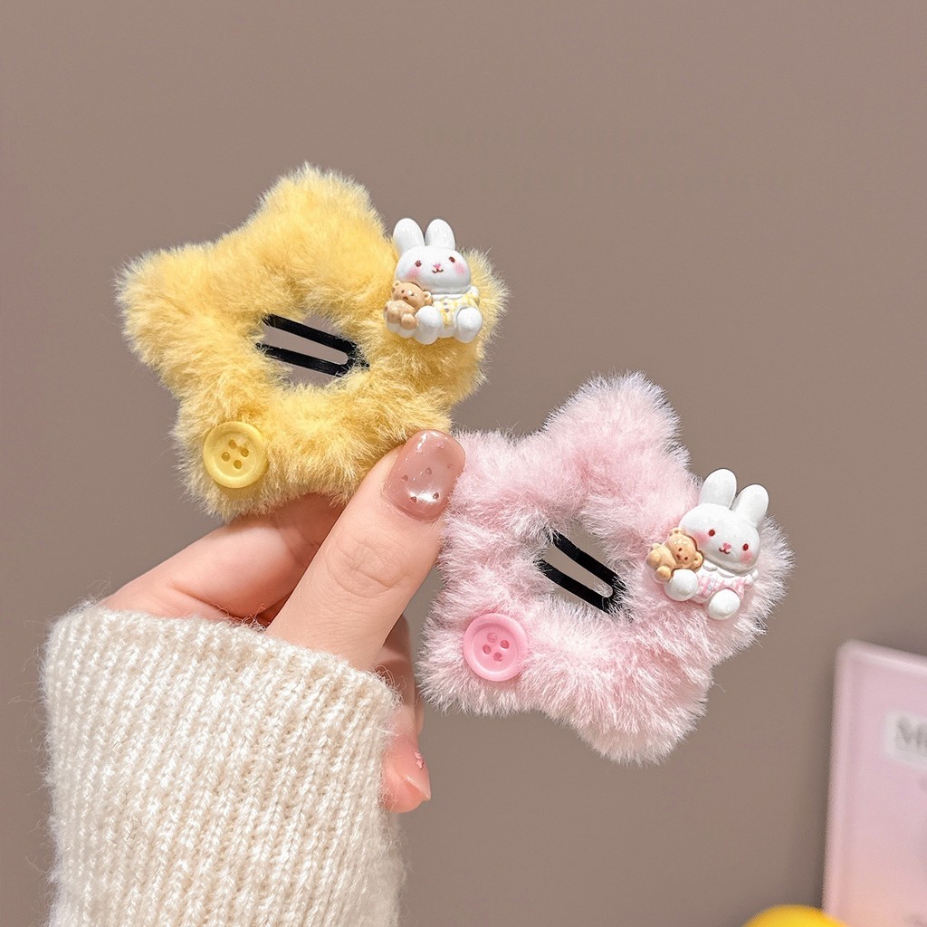 Kẹp Tóc Hình Thỏ Và Sao Màu Sắc Ngọt Ngào, Phụ Kiện Tóc Dễ Thương