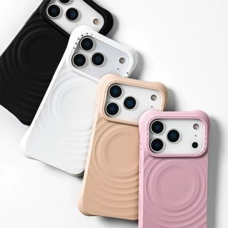 Ốp điện thoại silicon lỏng chất lượng cao màu cam gợn sóng cho iPhone 17 Pro Max 16 15 14 13 Pro Max Plus có thể sạc lại