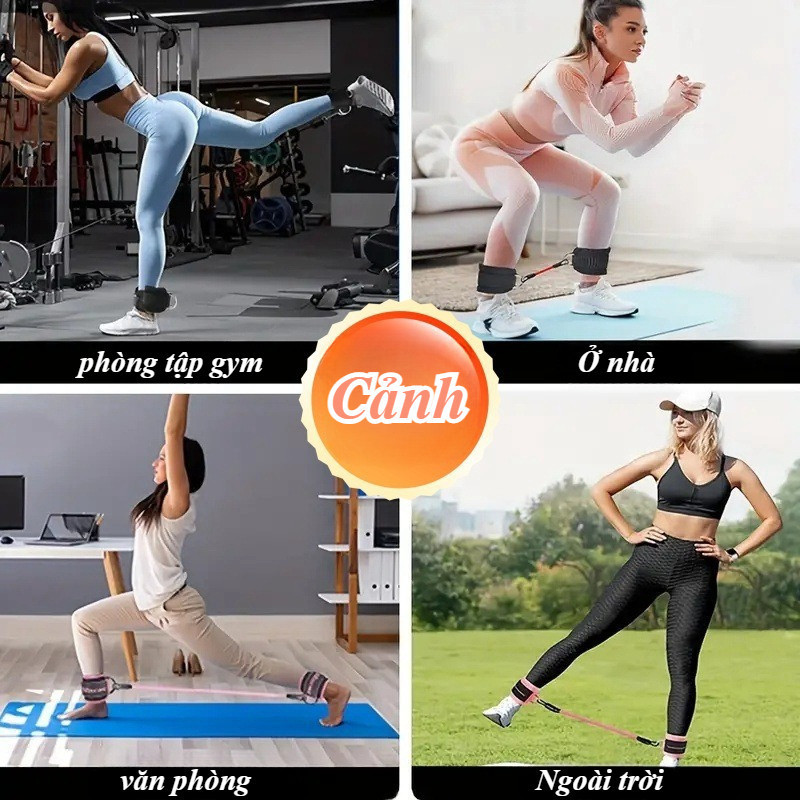Set Quấn Cổ Chân Tập Gym 1 Đôi- Combo Quấn Cổ Chân & 3 Dây Kháng Lực, Hỗ Trợ Tập Luyện Chân, Mông, Đùi Hiệu Quả