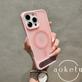 Ốp điện thoại có giá đỡ gập cao cấp từ tính thích hợp cho iPhone 13, 14, 15, 16 Pro Max da cảm thấy mờ bán trong suốt Vỏ cứng silicon chống rơi