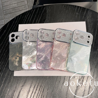 Ốp điện thoại hình lá thiếc lấp lánh cửa sổ lớn sang trọng phù hợp cho iPhone 13 14 15 16 17 Pro Max bao gồm tất cả vỏ silicon chống rơi