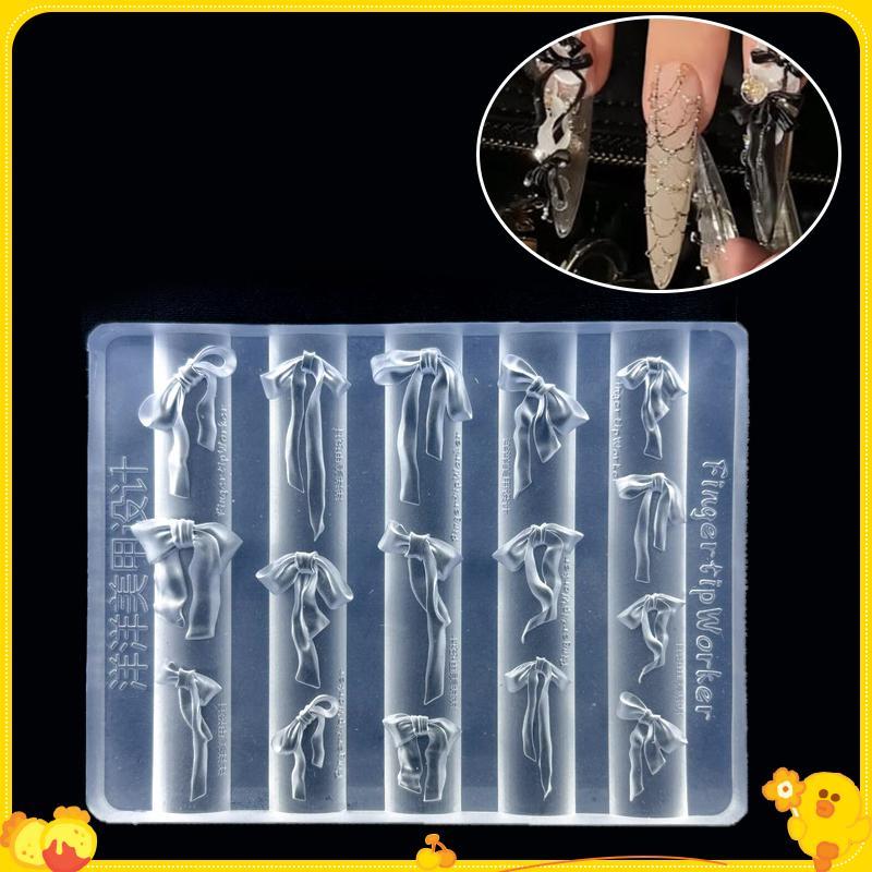 [Gengli] 3D Nơ Khuôn Làm Móng Tay Silicon Kích Thước Hỗn Hợp Nơ Ruy Băng Mềm Tấm Dập Nơ DIY Làm Móng Tay Nghệ Thuật Khuôn Dụng Cụ Trang Trí Mẫu