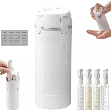 Chai đựng du lịch có thể nạp lại 4 trong 1, Đồ vệ sinh cỡ du lịch, Hộp đựng du lịch có thể nạp lại chống rò rỉ cần thiết di động, có thể bơm lại cho dầu gội dạng lỏng Lotion