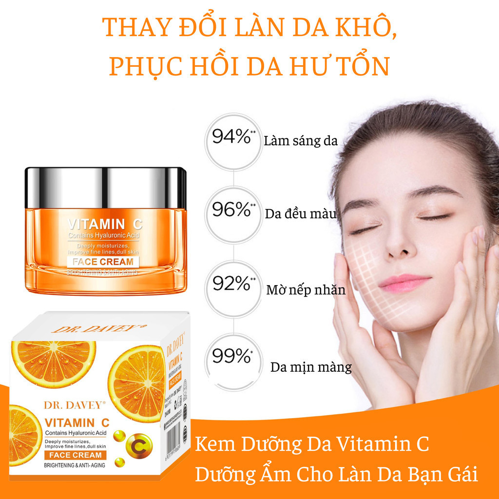 Kem Dưỡng Da Mặt DR.DAVEY Vitamin C Làm Trắng Sáng Dưỡng Ẩm Làm Săn Chắc Phục Hồi