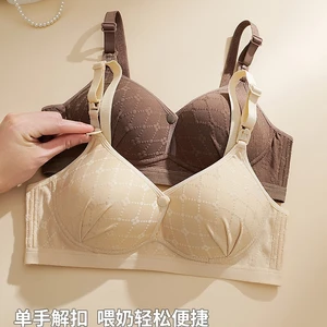 2026 Mới Polyester Cotton Khóa Trước Không Vòng Thép Phụ Nữ Mang Thai Cho Con Bú Quần Lót Nữ Gợi Cảm Tập Hợp Chống Chảy xệ Phụ Nữ Mang Thai Sau Sinh Cho Con Bú Áo Ngực Mỏng