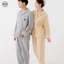 Bộ đồ ngủ sọc cotton nguyên chất bằng sợi hai lớp phong cách cặp đôi / Nam nữ mùa xuân 100% cotton dài tay Quần mặc nhà / Mềm mại thoải mái