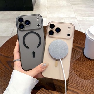 Ốp iPhone nhám mờ chống vân tay chống sốc hỗ trợ sạc từ tính kèm kính camera cho iPhone 14 15 16 17 Pro Max