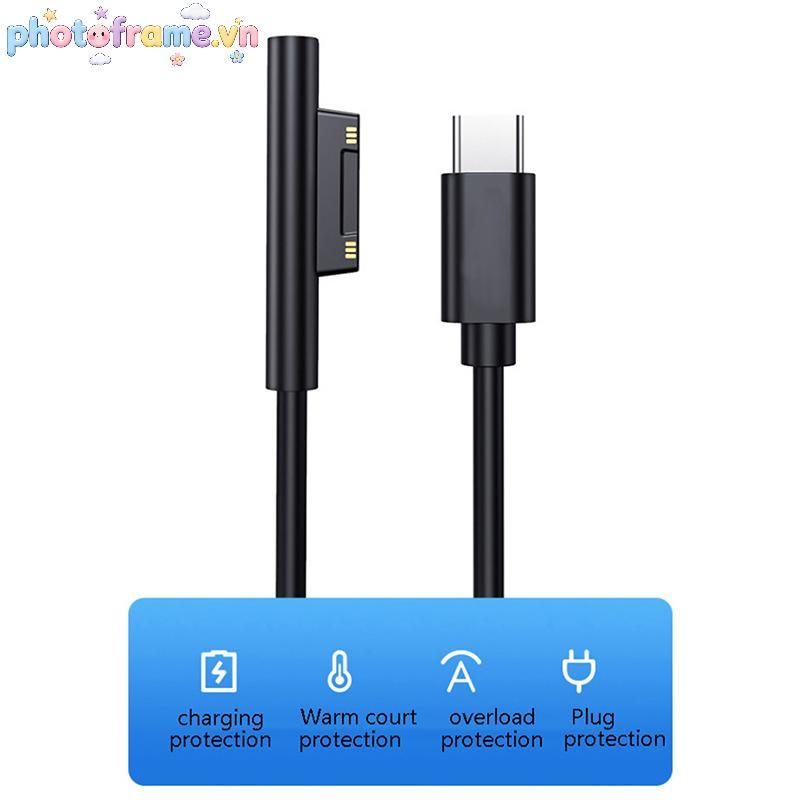 Khung Ảnh Mới Sạc Nhanh USB Type-C Nguồn Điện Cho Microsoft Surface Pro 7 3 4 5 6 15V 3A PD Máy Tính Bảng Sạc Dây Cáp VN