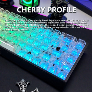 [Ship nhanh] Keycap Chrome Hearts Trong Suốt 136 Phím – Profile Cherry - Nhựa PC-Xuyên LED - CooBeStore