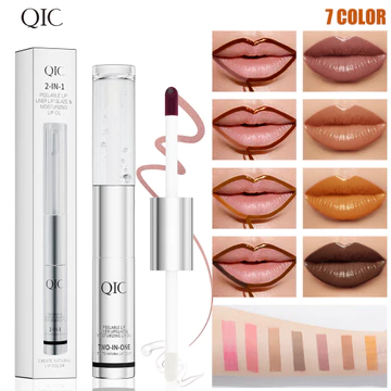 QIC Hai Đầu Tear-Off Lip Glaze + Son Dầu Chống Thấm Nước Chống Dính Cốc Son Môi 2 Trong 1 Peeling Lip Liner Lip Gloss Lip Oil