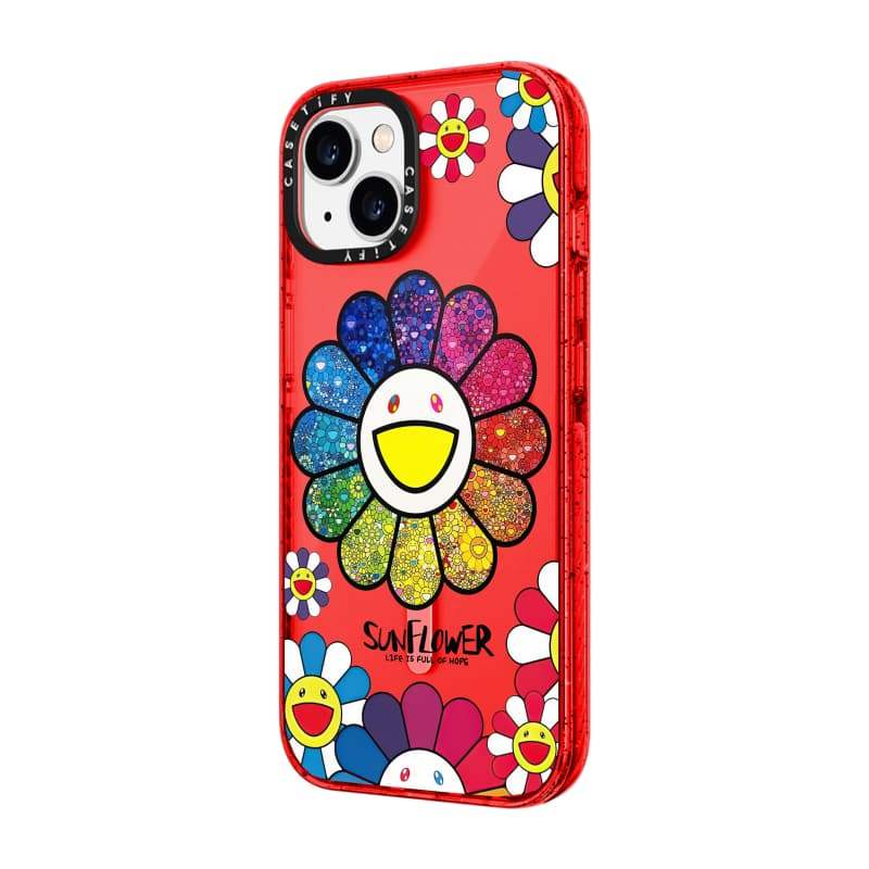 CASECASE X Hoa Hướng Dương Cam / Đỏ / Perri Bộ Sưu Tập Kẹo Tím Màu Trong Suốt Cứng Từ Tính Hút Tác Động Dành Cho Apple IPhone 13 14 15 16 17Pro Max Plus Có Hộp