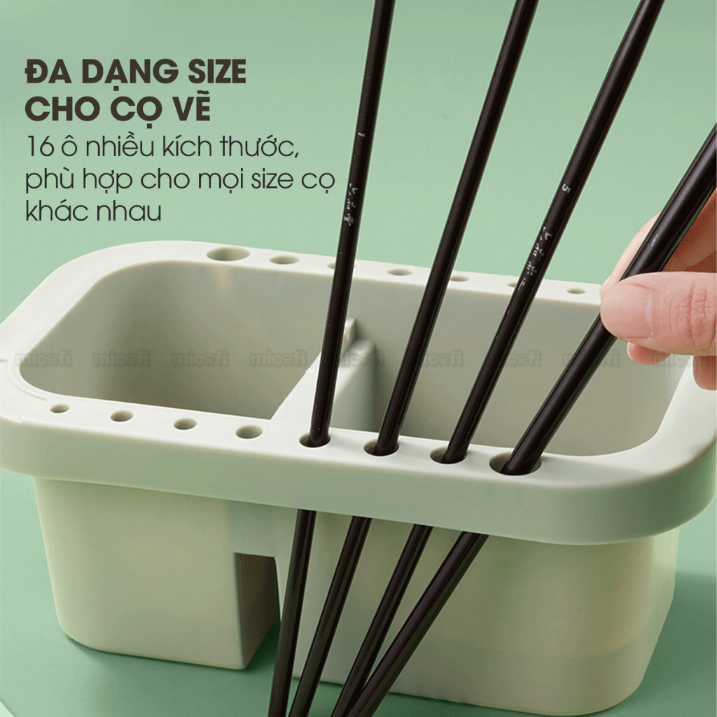 Xô rửa cọ vẽ pha đựng màu nước 3 chức năng,có nắp khay rửa làm sạch cọ vẽ đa năng tiện lợi