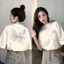 Quần áo cotton nguyên chất phong cách mới, cổ tròn, in chữ - Perfect cho học sinh mùa hè