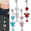 < YEI > Vòng buộc bụng pha lê Dangle bằng thép không gỉ Thiết kế hình con bướm xuyên thấu Trang sức cơ thể hợp thời trang cho câu lạc bộ mùa hè Mới