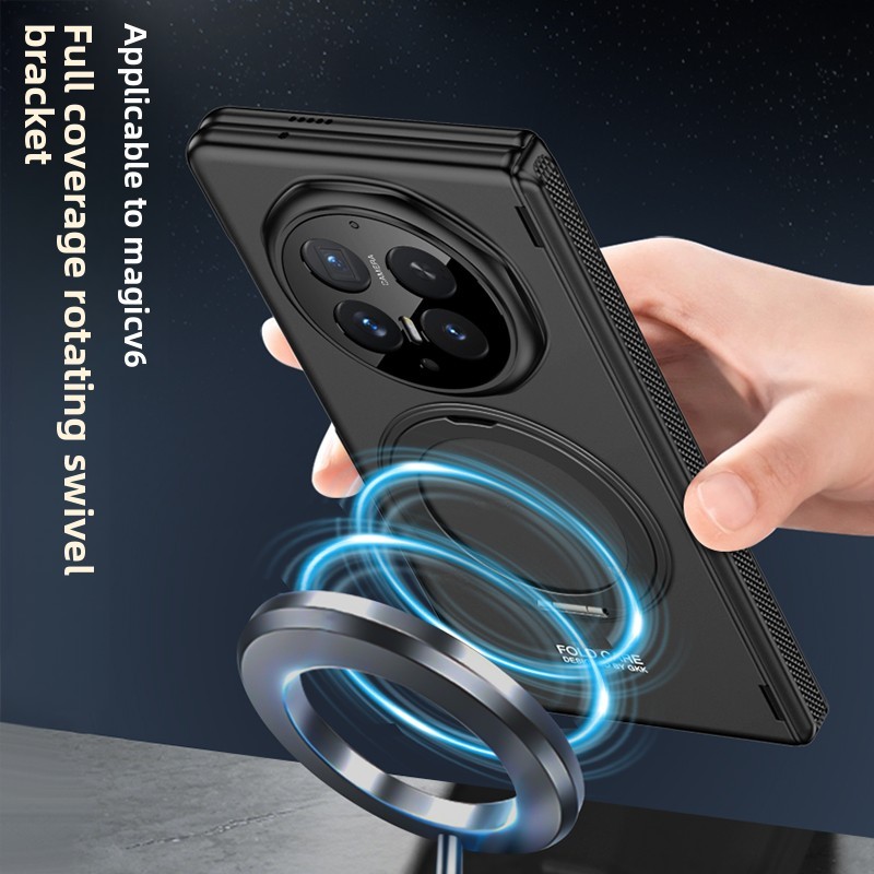 Giáp Bản Lề Từ Tính Bao Gồm Tất Cả Dành Cho Honor Magic V6 V 6 V5 Sạc Không Dây Nhẫn Giá Đỡ Màn Hình Kính Mờ Bao Cho Magic V5