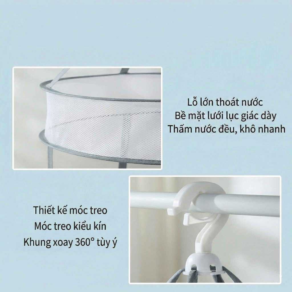 Lưới phơi quần áo gấp gọn đa năng, giá phơi đồ áo lót thoáng khí chống nhăn giữ dáng tiện lợi