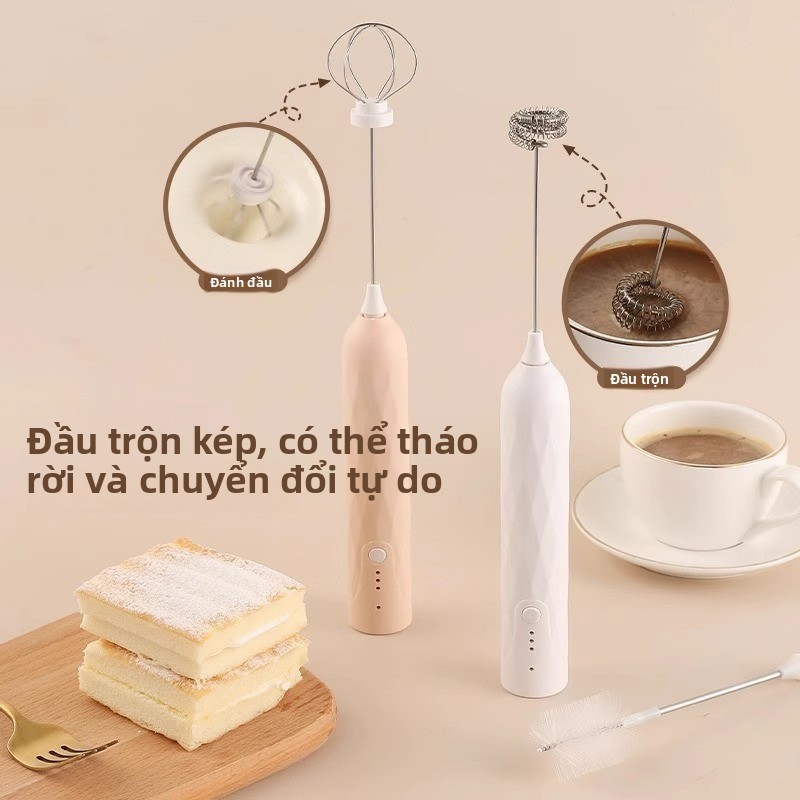 Máy Tạo Bọt Cà Phê Khuấy Cần Sữa Máy Làm Mát Điện Nhà Bếp Mini Đánh Nắp Sữa Đánh Bọt Sữa 7ZVM