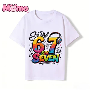 2026 Mẫu Mới SIX SEVEN 67 In Hình Dễ Thương Cổ Tròn Tay Ngắn Trẻ Em Cho Bé Trai Và Bé Gái