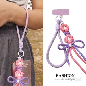 Điện Thoại Di Động Dây Nữ Cổ Tay Hoa Bện Túi Mặt Dây Chuyền Trang Sức Siêu Đẹp Ngắn Thời Trang Da Mặt Dây Chuyền Móc Khóa