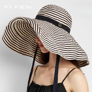 YIFEN Có Thể Gập Lại Quá Khổ Sọc Nón Nữ Phong Cách Mới Dài Chống Nắng Thời Trang Đầu Lớn Chu Vi Mũ Chống Nắng