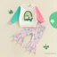 Bộ bé gái 6M-4Y Áo dài tay thêu cầu vồng với quần loe in hình Shamrock