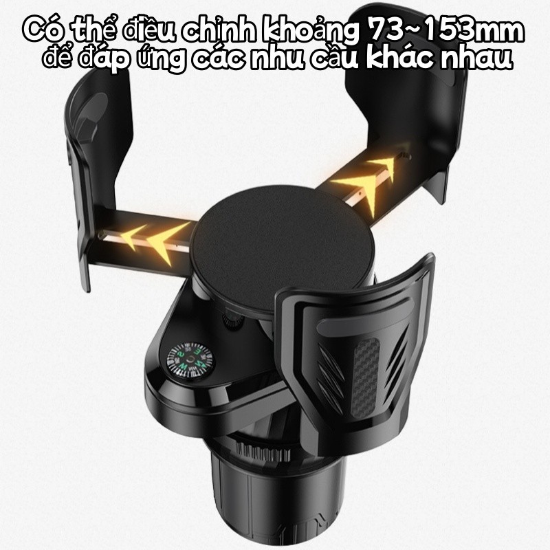 Giá Giữ Cốc Ô Tô Sợi Carbon Đa Năng SEAMETAL - Kèm La Bàn, Xoay 360°, Kẹp Cửa Gió/trung Tâm, Chống Rung Tiện Dụng
