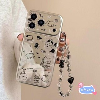 Ốp Điện Thoại Gương Chó Mèo Dễ Thương Cho iPhone Air 17 Pro Max 16 15 14 Plus 13 12 11 Pro Max XR XS Max X Vỏ Sang Trọng Có Dây Xích Pha Lê