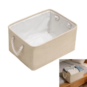 Hộp sắp xếp quần áo bằng vải lanh Cotton YOI có tay cầm gia cố Thùng lưu trữ