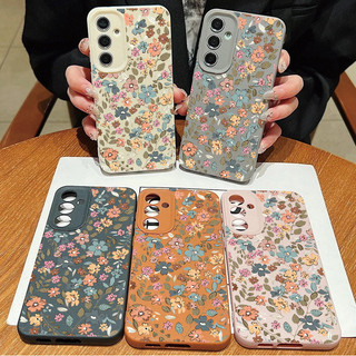Ốp Điện Thoại Họa Tiết Lá Hoa Lánh Toàn Màn Hình Cho Samsung Galaxy S25 FE S26 S24 Ultra S23 S21 S20 FE S22 Ultra Plus Bao Da Kẹo Thời Trang Da PU Mềm Mờ Silicon