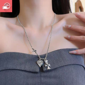 Dây Chuyền Bạc Phong Cách Retro Châu Âu Và Mỹ, Mặt Trái Tim Cá Tính