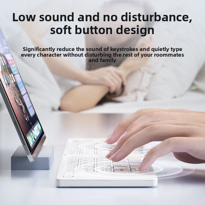 Bộ chuột bàn phím có thể gập lại Bluetooth không dây Nhỏ di động Im lặng