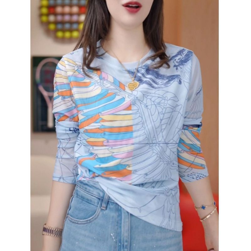 Thiết Kế Cảm Giác In Màu Mỏng Hai Lớp Lưới Chống Nắng Áo Sơ Mi Nữ Thời Trang Mùa Hè Phù Hợp Với Áo Thun Dài Tay