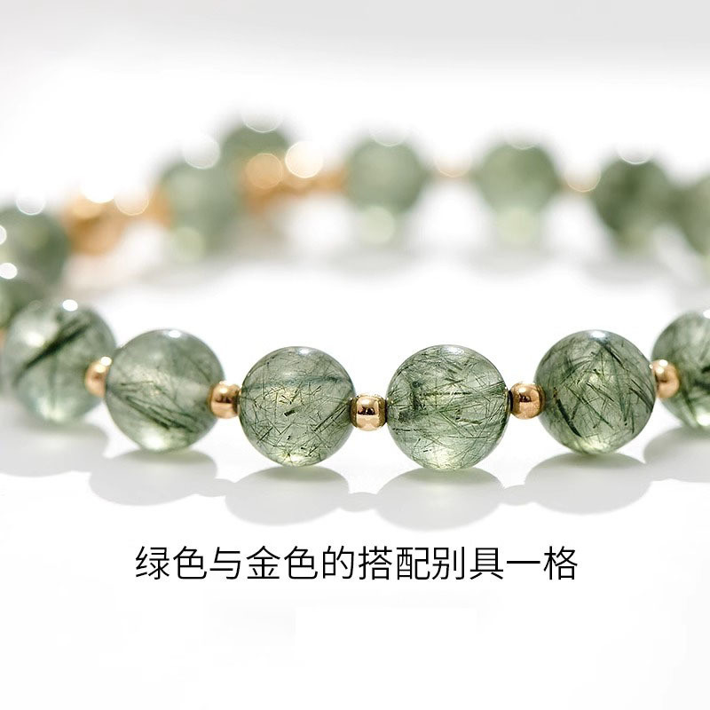 Vòng tay nữ thạch anh xẻ tà màu xanh lá cây thời trang tự nhiên