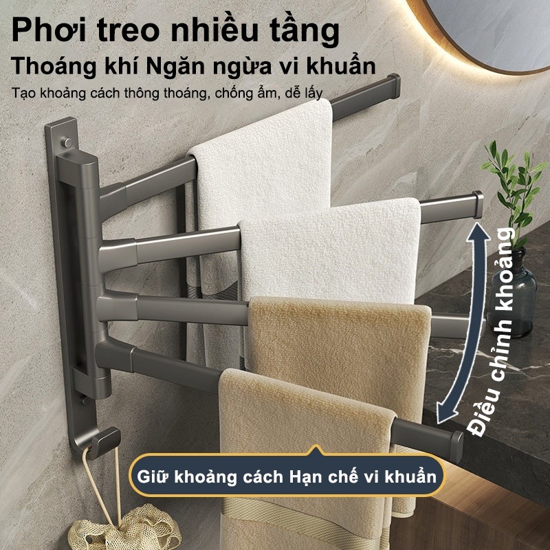 𝐎𝐥𝐢𝐟𝐞 Tiện Giá Đỡ Treo Khăn Xoay 180° Giá Treo Khăn Gắn Tường Tháo Lắp Móc Treo Đa Năng Dùng Phòng Tắm Phòng Bếp