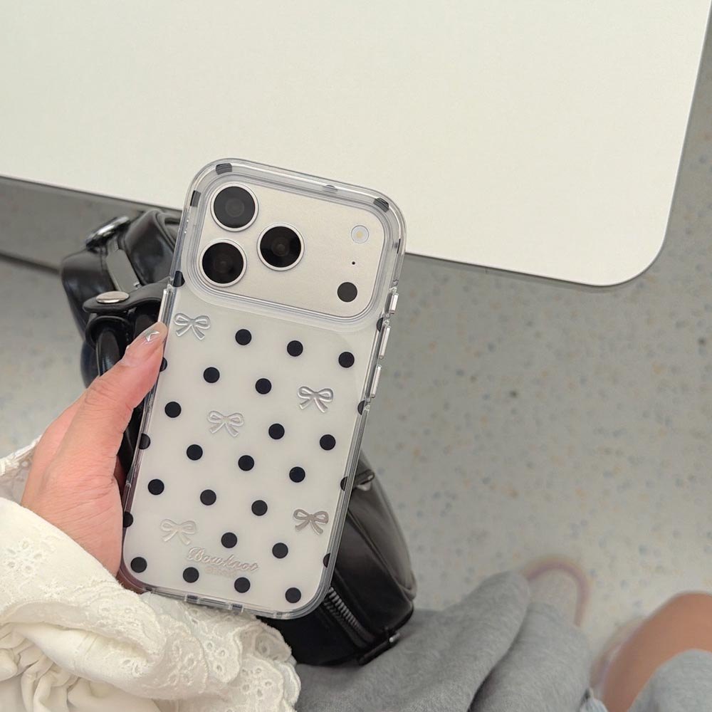 Ốp Lưng Cứng Tương Thích Với iPhone 13 14 14Pro 14ProMax 15 15Pro 15ProMax 16 16Pro 16ProMax 17 17Pro 17ProMax Vỏ Họa Tiết Nơ Bạc