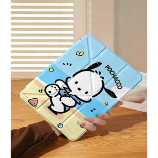 Pochacco beach summer Ốp bảo vệ gập chữ Y cho iPad cho Air 4/5/6/7/8 M3 M5 iPad Gen 11 A16, Pro 11 M4  Chống sốc