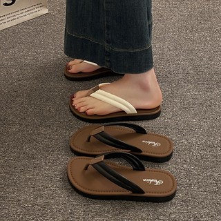 Flat Beach Flip-Flops Giày Nữ Mặc Ngoài Mùa Hè Phong Cách Mới Đế Mềm Đi Biển Du Lịch Dép xỏ ngón
