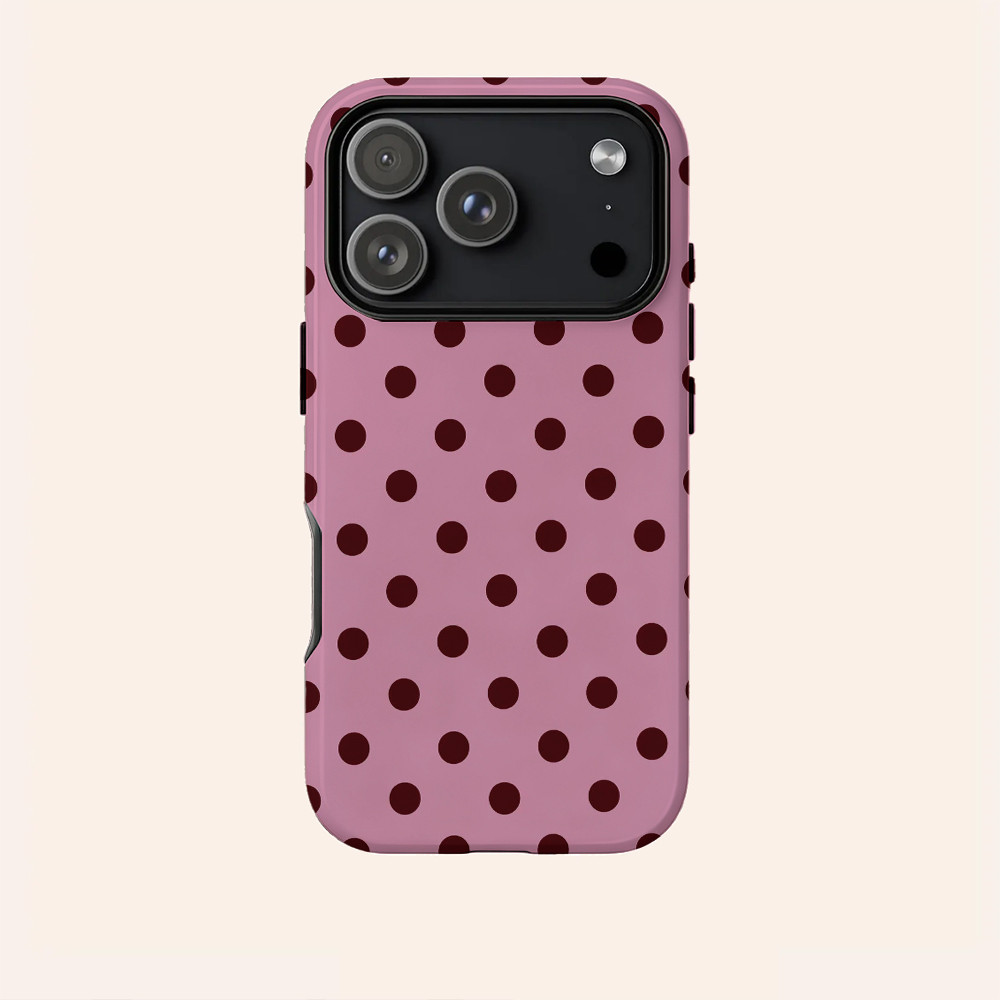 Chấm bi màu đỏ thời trang Thích hợp cho iPhone 7 8 X XS XR XSMAX 11 12 13 14 15 16 17 Pro max Plus Vỏ cứng hai lớp chống sốc chống sốc chống sốc Vỏ bọc toàn diện