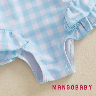 MG-Toddler Đồ Bơi Bé Gái Áo Liền Quần Kẻ Sọc Xù Hai Nơ Trang Trí Đồ Đi Biển Không Tay Mùa Hè Đi Biển Bộ Đồ Tắm