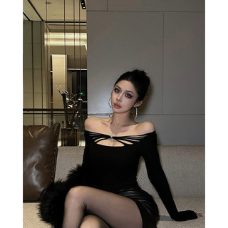 [BANKO] Áo thun nữ slim-fit tay dài màu đen, phong cách thu đông mới lạ