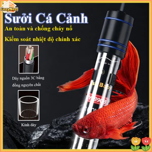 Sưởi Bể Cá Tự Động 25W-300W - Thiết Kế Chống Nổ An Toàn, Vỏ Chống Bỏng, Giữ Nhiệt Chính Xác Cho Cả Nước Ngọt & Mặn